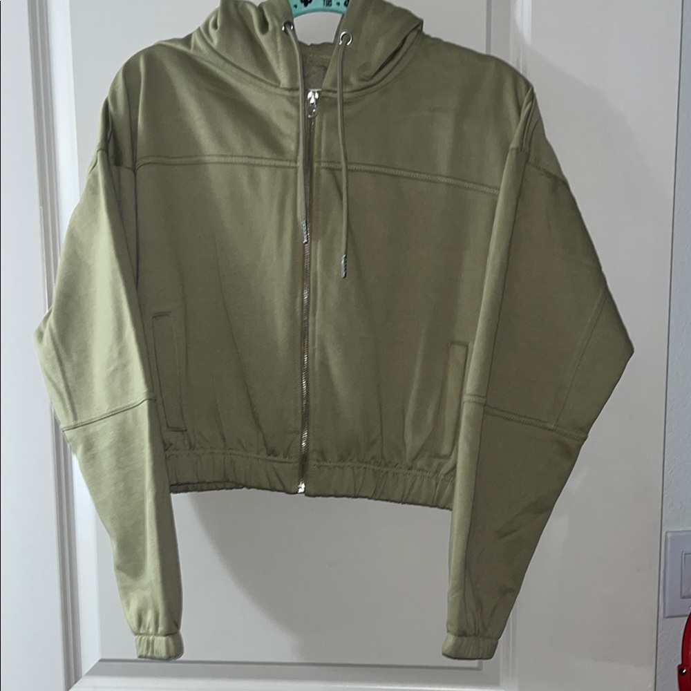 NWT Olive Green Cropped Hoodie